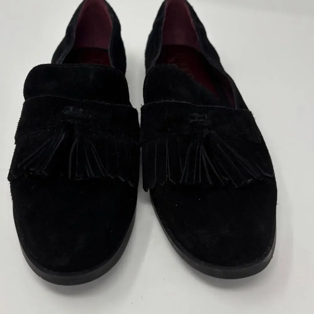 Franco Sarto Jolie Loafer Black Suede Tassel Kiltie Slip On Flats Size 8